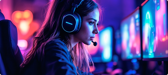 Gamer with headphones