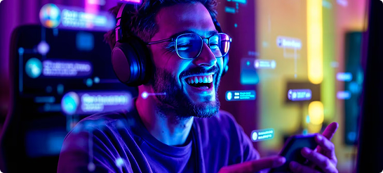 Gamer enjoying game